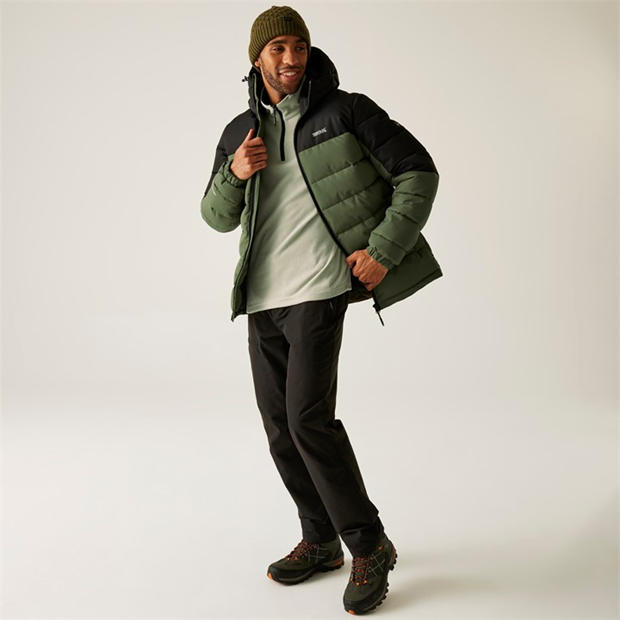 Olive/Black - Regatta - Mens Aldthorn Synthetic Down Long Sleeve Insulated Puffer Jacket