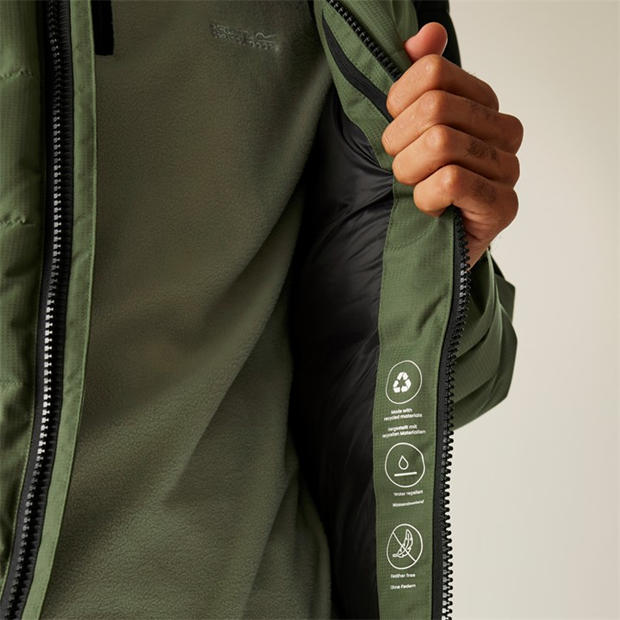 Olive/Black - Regatta - Mens Aldthorn Synthetic Down Long Sleeve Insulated Puffer Jacket