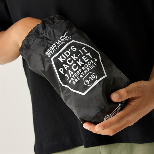 Black - Regatta - Unisex Kids' Waterproof Jacket