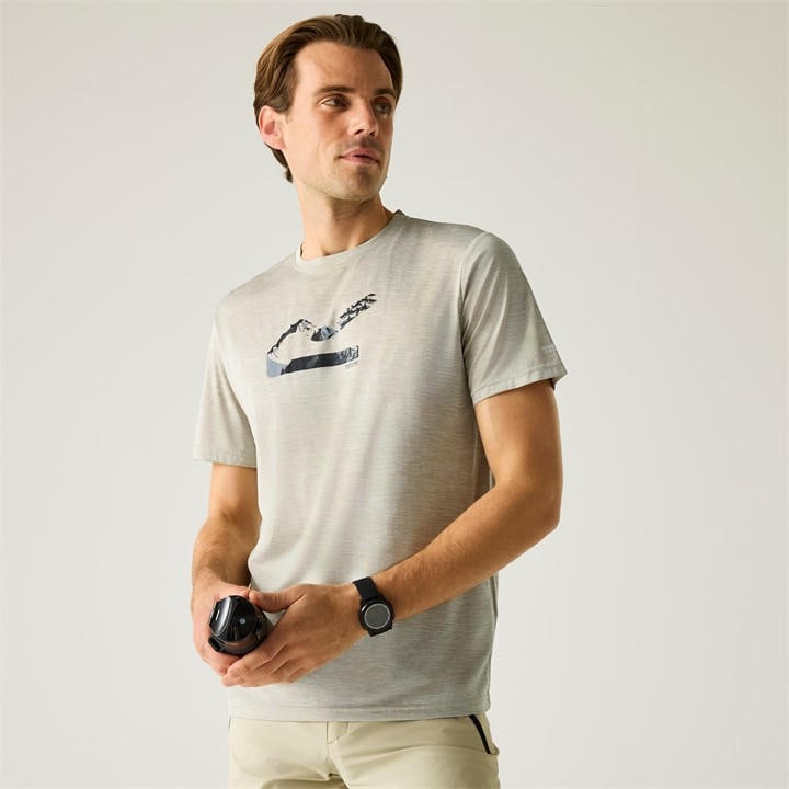 Regatta Men's Cream Fingal Tee Short Sleeve Performance T-Shirt in Size L, Sports Direct