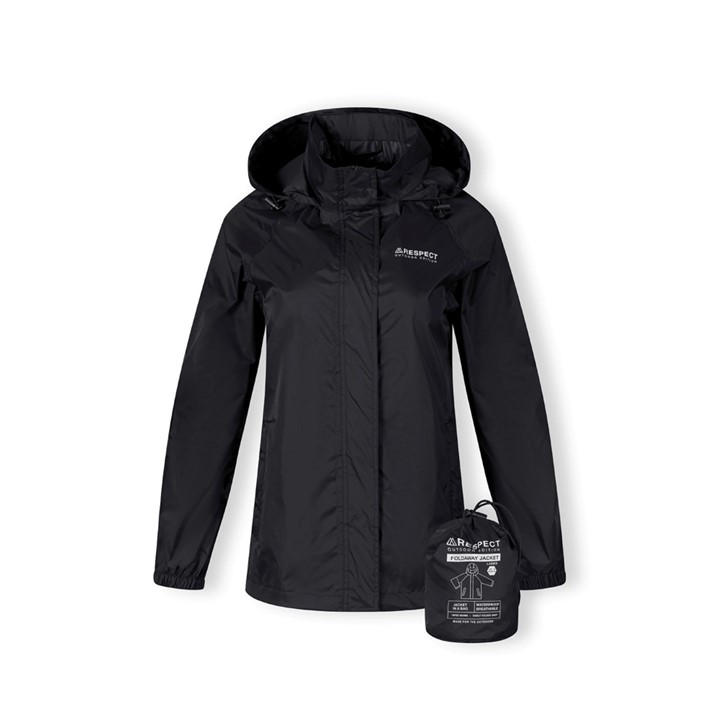 Minoti Women's Black Packaway Waterproof Jacket With Hood in Size 10, Sports Direct