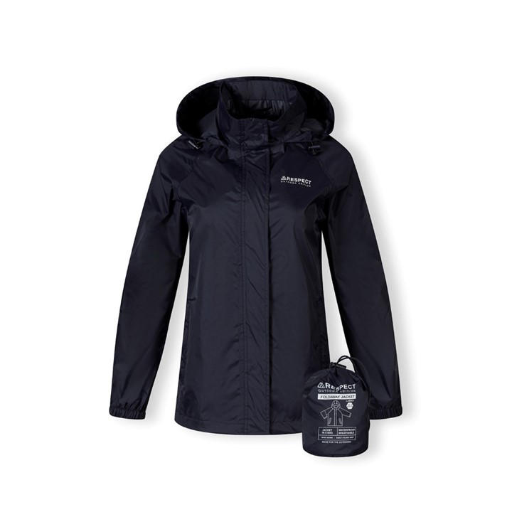 Minoti Women's Blue Packaway Waterproof Jacket With Zipped Pockets Navy in Size 16, Sports Direct