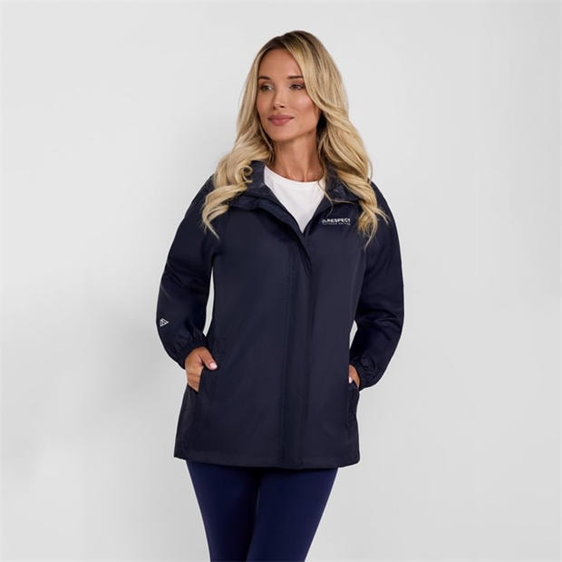 Navy - Minoti - Women packaway waterproof jacket with zipped pockets navy