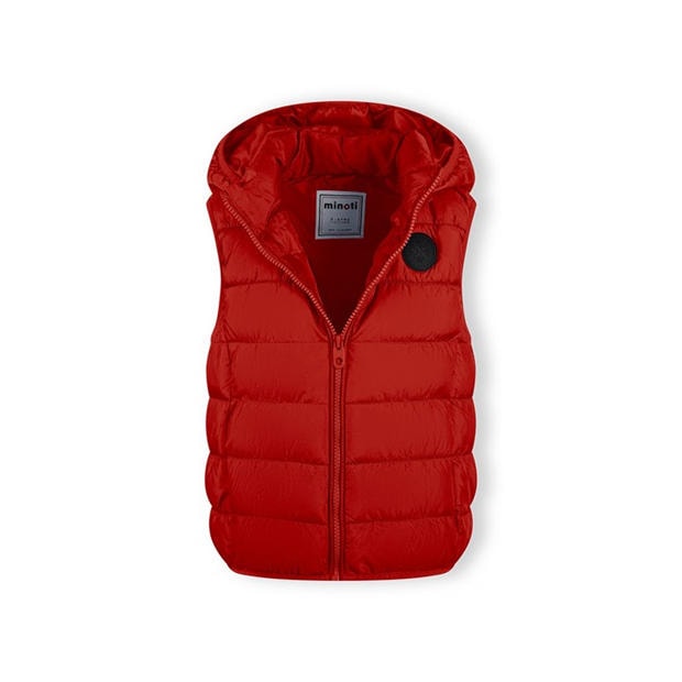 Red - Minoti - Boys padded gilet detachable hood red