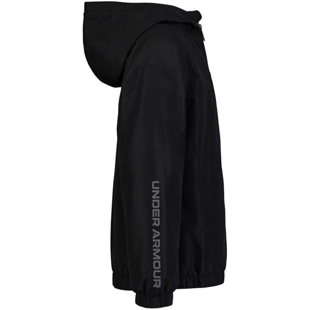 Black/Black - Under Armour - Kids' Rain Hooded Long Sleeve Rain Anorak