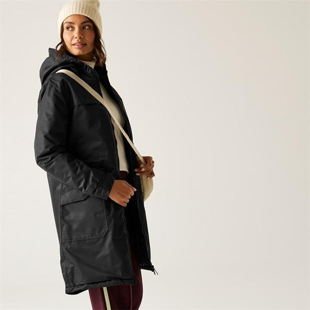 Black - Regatta - Womens Romine II Waterproof Hooded Long Sleeve Insulated Puffer Jacket