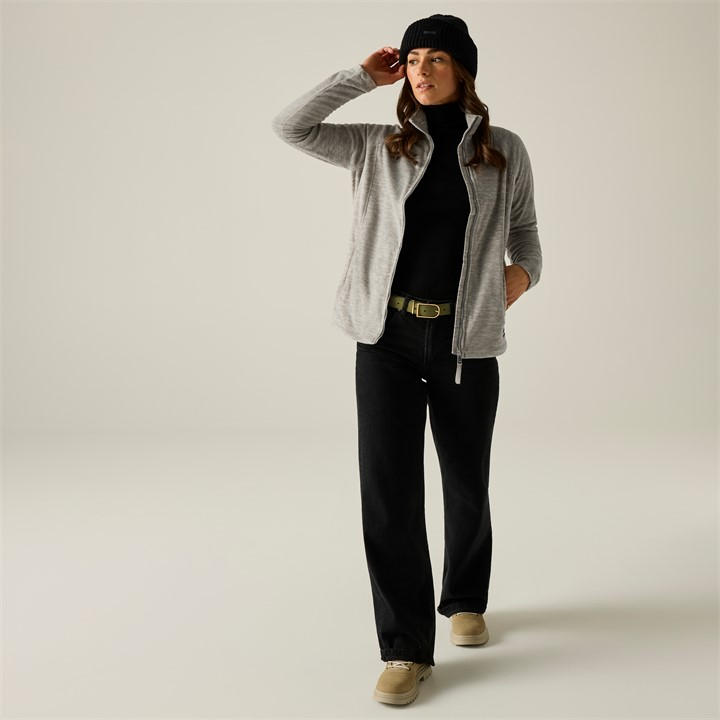 Regatta Women's Grey Mayse Long Sleeve Marl Funnel Neck Full Zip Fleece in Size 18, Sports Direct