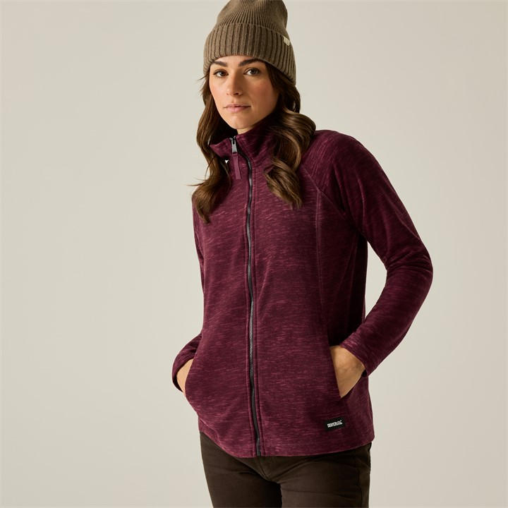 Regatta Women's Pink Mayse Long Sleeve Marl Funnel Neck Full Zip Fleece in Size 10, Sports Direct