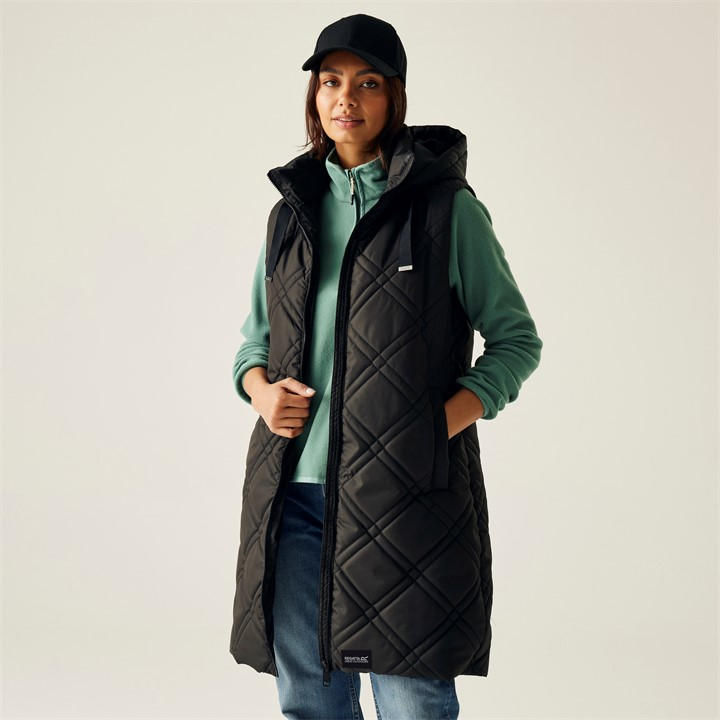 Regatta Women's Black Rurietta Water-Repellent Hooded Gilet in Size 8, Sports Direct