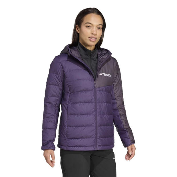Plum/Black - adidas - Women's Terrex Multi Light CLIMAWARM Hooded Down Jacket
