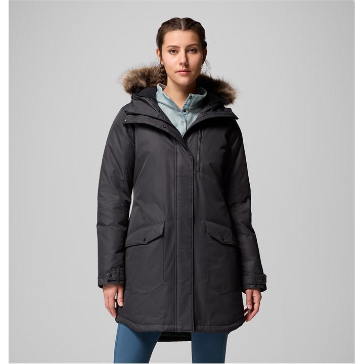Columbia Women's Black Suttle Mountain Down Sherpa-Lined Synthetic Down Parka in Size 10, Sports Direct
