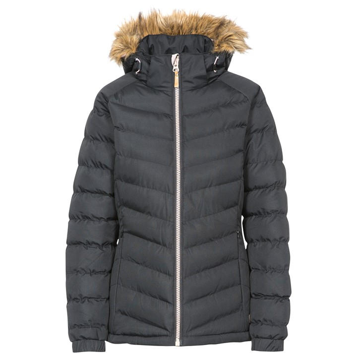Trespass Women's Black Padded Insulated Parka in Size 16, Sports Direct