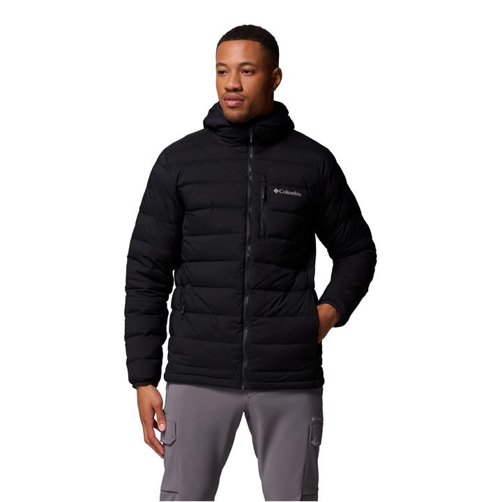 Columbia Men's Black Drift Peak 4-Way Stretch Water-Resistant Down Jacket in Size M, Sports Direct