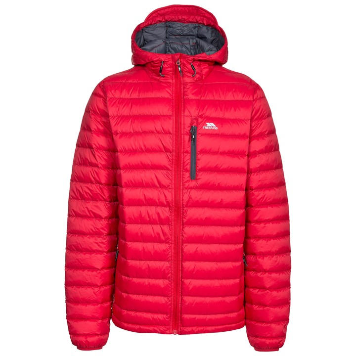 Trespass Men's Red Digby Solid Patterned Hooded Down Jacket With Chest Pocket - 2X Small - Image 2