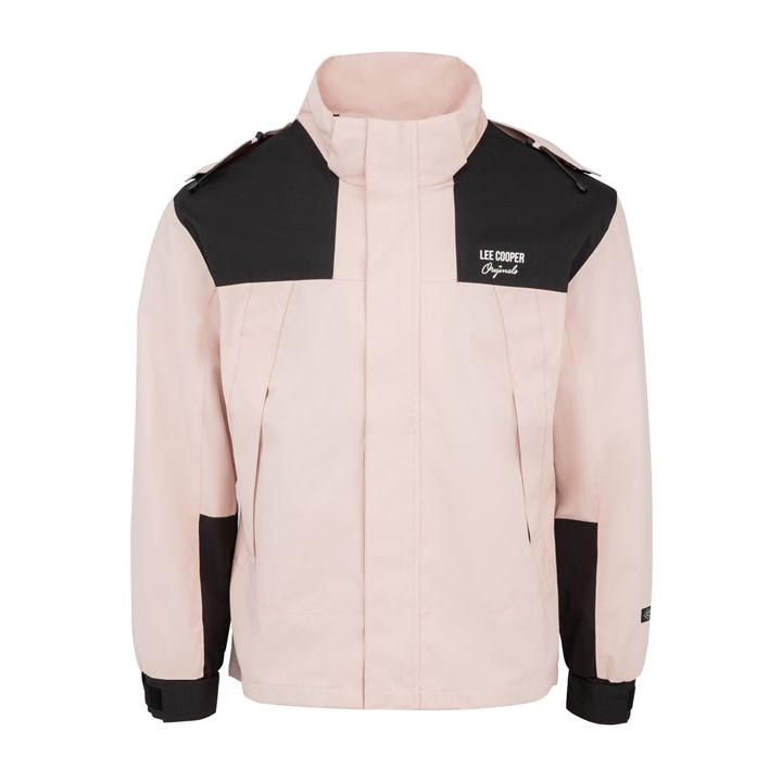 Image of Lee Cooper Men's Windproof Hooded Padded Long Sleeve Waterproof Jacket - Pink Male XS