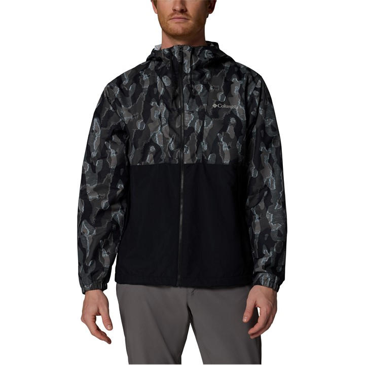 Columbia Men's Black Spire Valley™ Hooded Windbreaker in Size XL, Sports Direct