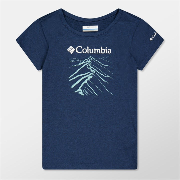 Columbia Girls Blue Tech Trail Graphic Performance T-Shirt  in Size S, Sports Direct