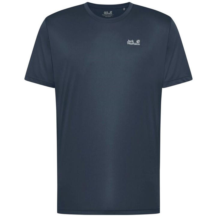 Jack Wolfskin Men' Blue Tech Tee in Size S, Sports Direct