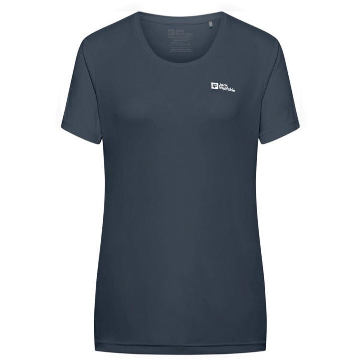 Jack Wolfskin Women's Blue Jw Tech Regular Fit T-Shirt in Size 14, Sports Direct