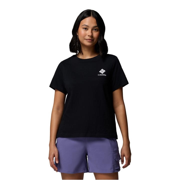 Columbia Women's Black Rolling Bend™ Graphic Short Sleeve T in Size 14, Sports Direct