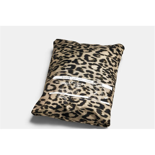 Leopard Print - Gelert - Womens Packaway Hooded Packable Waterproof Jacket