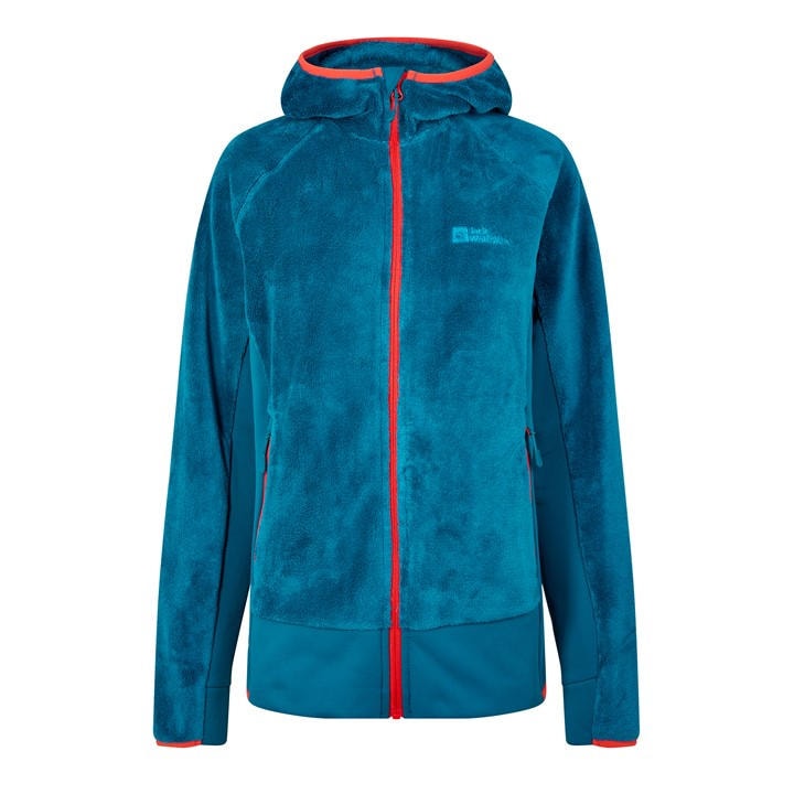 Jack Wolfskin Women's Blue Jw Rotwand Hooded Full-Zip Fleece in Size 8, Sports Direct