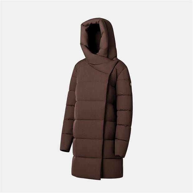 Brown - Gelert - Women's Ottawa Hooded Long Sleeve Slim Fit Down Jacket