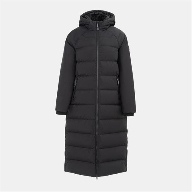 Black - Karrimor - Womens Helix Wind Resistant Long Hooded Down Jacket