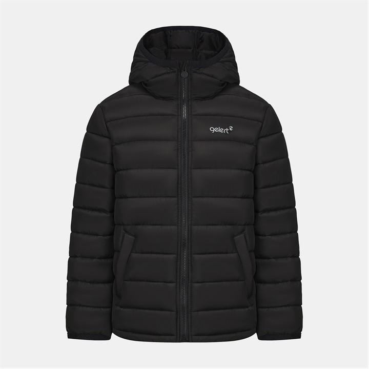 Gelert Boys Black ' Hooded Quilted Long Sleeve Insulated Puffer Jacket in Size 13 - 14 Years, Sports Direct