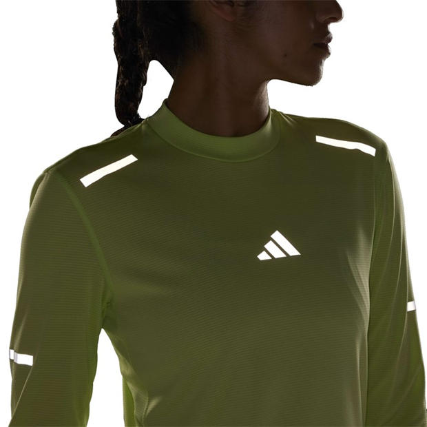 Pulse Lime - adidas - Women's Long Sleeve Performance Running Top