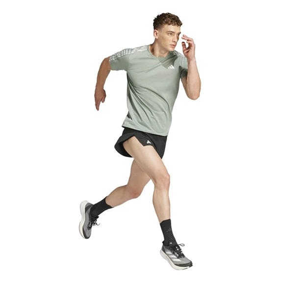 Silver Green - adidas - Men's Own the Run 3 Stripes Short Sleeve T-Shirt