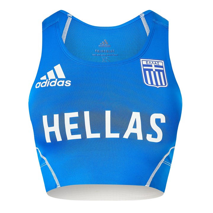 Adidas Women's Blue Adizero Crop Greece Performance Running Vest in Size XS, Sports Direct