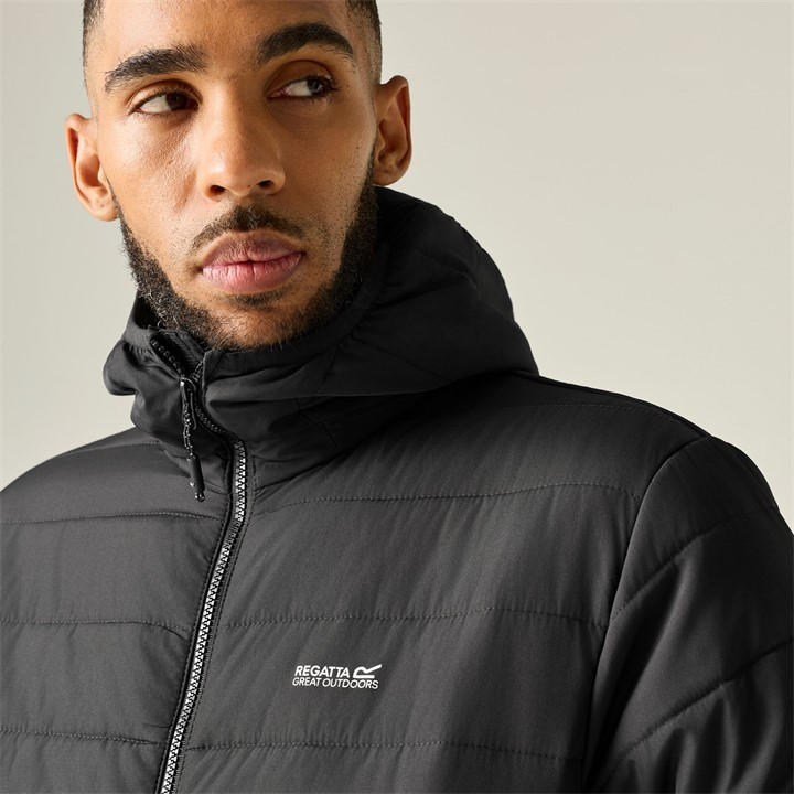 Regatta Mens Helfa Insulated Warm Quilted Hooded Jacket - Black - Size X-Large - Image 4