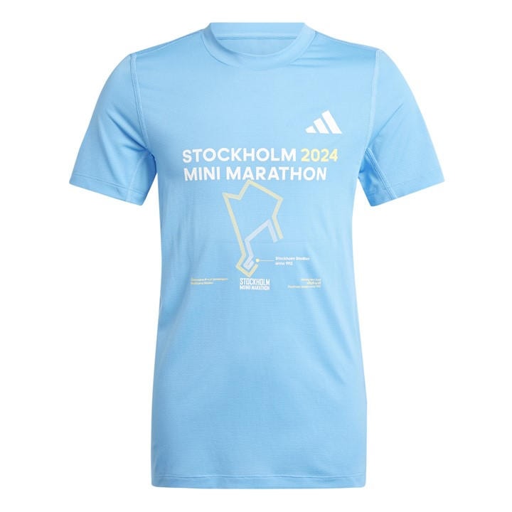 Adidas Boys Blue Kids' Mini Marathon Short Sleeve Performance Running Top in Size 5 - 6 Years, Sports Direct