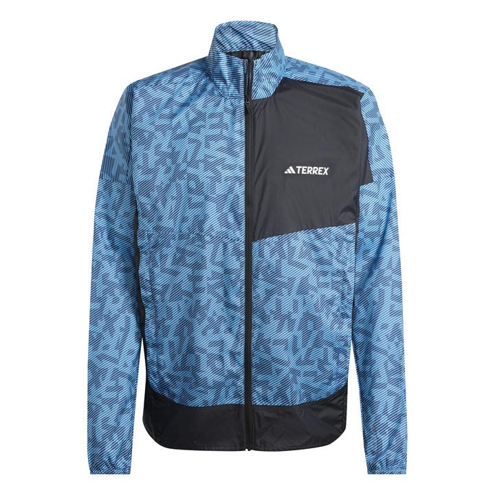 Adidas Men's Blue Trail Wind Wind-Resistant Performance Running Jacket in Size XS, Sports Direct