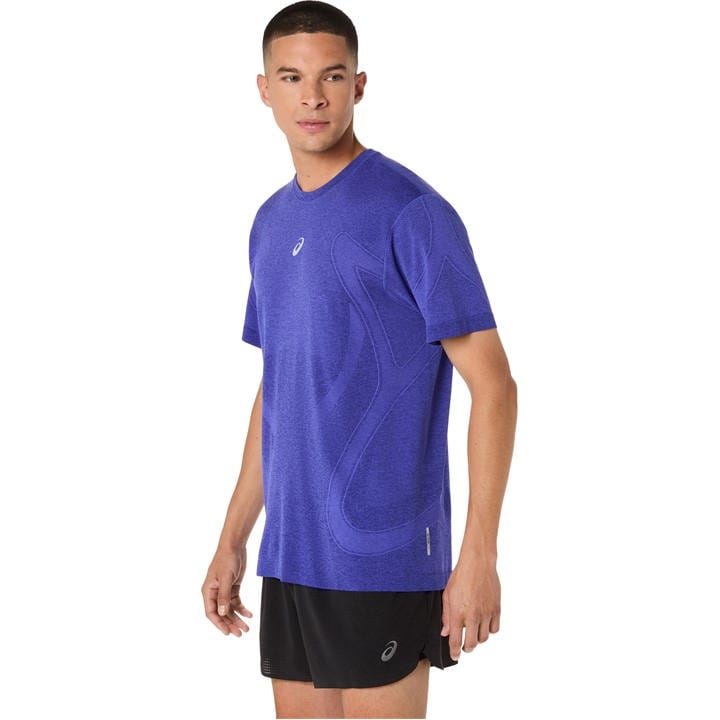 Asics Men's Blue Road Seamless Ss Top Running in Size L, Sports Direct