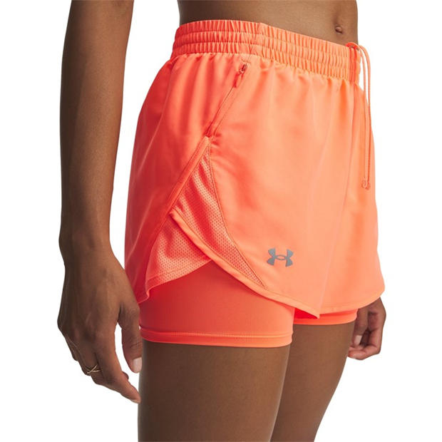 Tangerine/Refl - Under Armour - Womens Fly By Performance Running Shorts