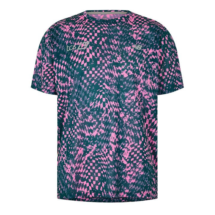 New Balance Men's Pink Short Sleeve Performance Running Top in Size 2XL, Sports Direct