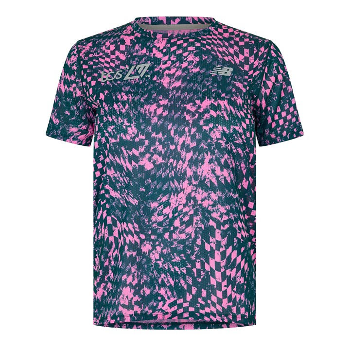 New Balance Women's Pink Short Sleeve Performance Running Top in Size 8, Sports Direct