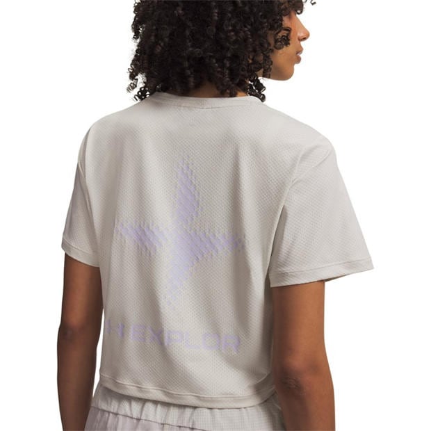 White/Purple - Under Armour - Womens Explor Trail Run Short Sleeve Performance Top
