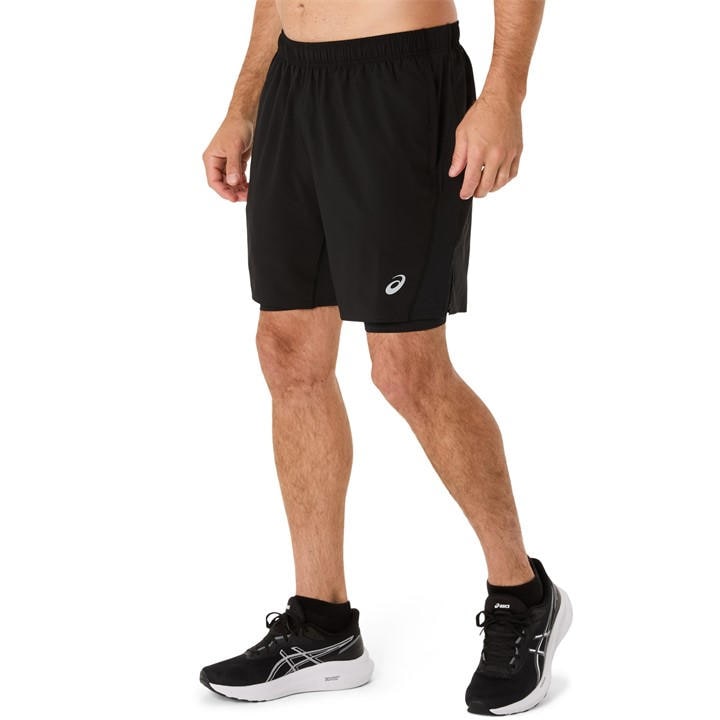 Asics Men's Black Core 2-N-1 7In Short Running in Size M, Sports Direct