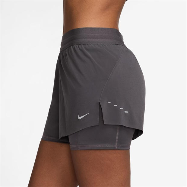 Thunder Grey - Nike - Dri-FIT Swift Womens Mid-Rise 3 2-in-1 Shorts