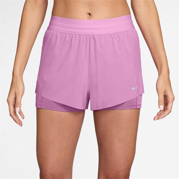 Magenta - Nike - Dri-FIT Swift Womens Mid-Rise 3 2-in-1 Shorts