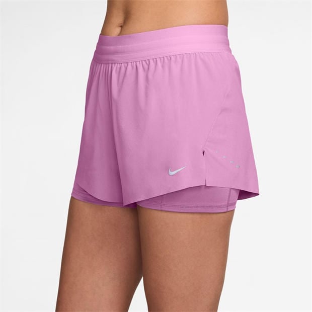 Magenta - Nike - Dri-FIT Swift Womens Mid-Rise 3 2-in-1 Shorts