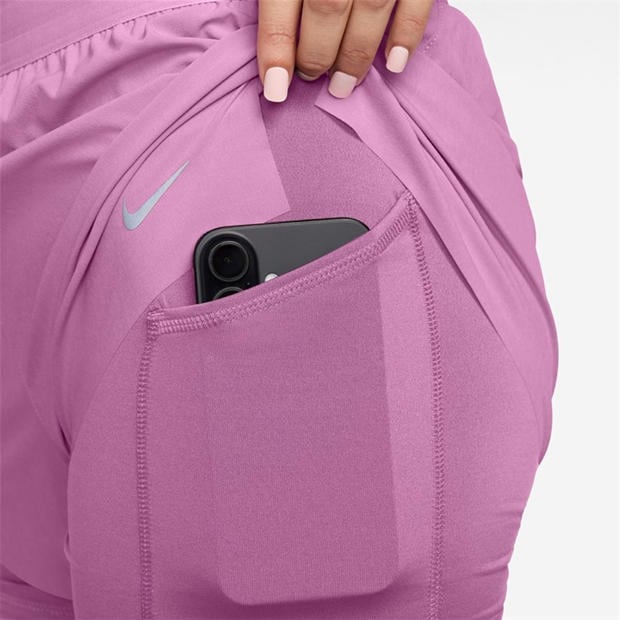 Magenta - Nike - Dri-FIT Swift Womens Mid-Rise 3 2-in-1 Shorts