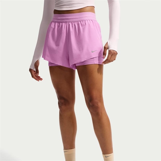 Magenta - Nike - Dri-FIT Swift Womens Mid-Rise 3 2-in-1 Shorts