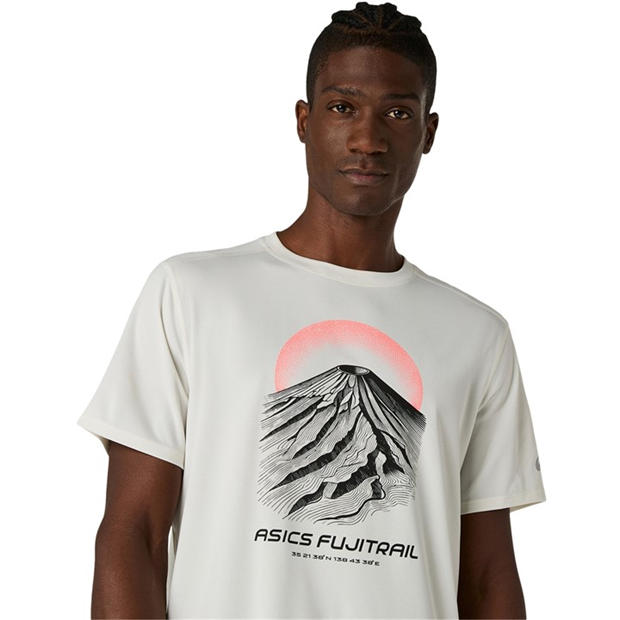 Cream - Asics - Men's Fuji Logo Short Sleeve Running T-Shirt