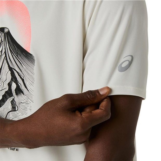 Cream - Asics - Men's Fuji Logo Short Sleeve Running T-Shirt