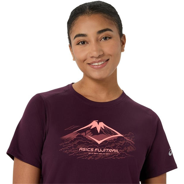 Dark Aubergine - Asics - Women's Fuji Logo Short Sleeve Running T-Shirt