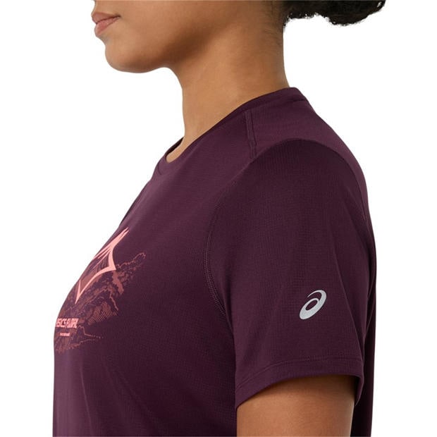 Dark Aubergine - Asics - Women's Fuji Logo Short Sleeve Running T-Shirt